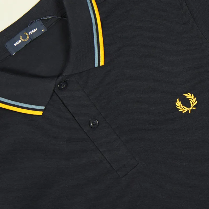 Fred Perry Twin Tipped Polo Shirt M3600 - Navy/Ash Blue/Gold-1